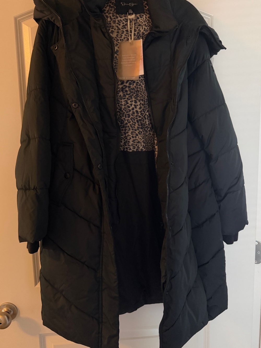 Jessica Simpson NEW Black Long Quilted Puffer Coat with Hood